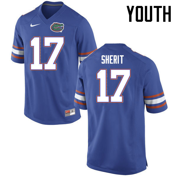 Youth Florida Gators #17 Jordan Sherit College Football Jerseys Sale-Blue